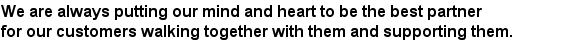 We are always putting our mind and heart to be the best partner for our customers walking together with them and supporting them.